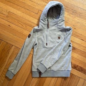 Naketano sweatshirt with zippered collar and hood.